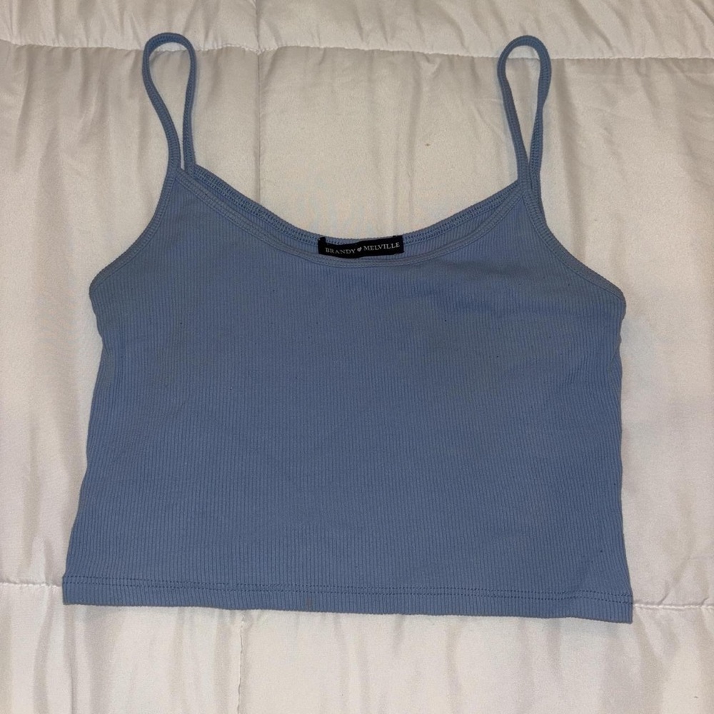 Brandy Melville Light Blue Ribbed Cropped Cami